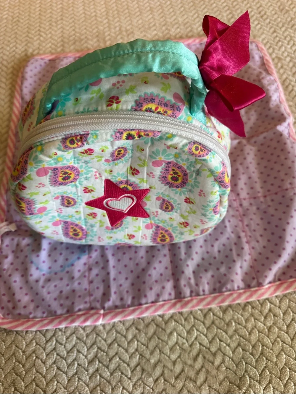 American Girl Bitty Baby Paisley Starter Set Diaper Bag and Blanket